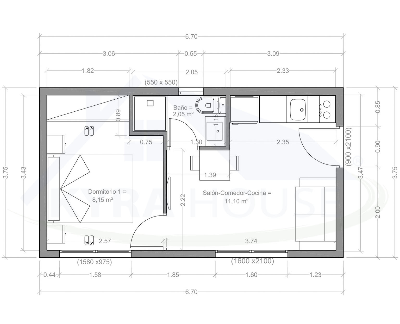 viviendas móviles y modulares Casa movil 25 m2