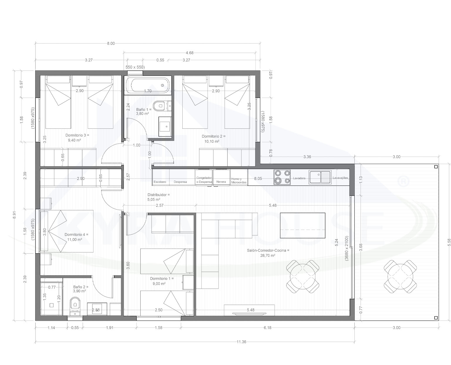 viviendas móviles y modulares Casas móvil 90 m2